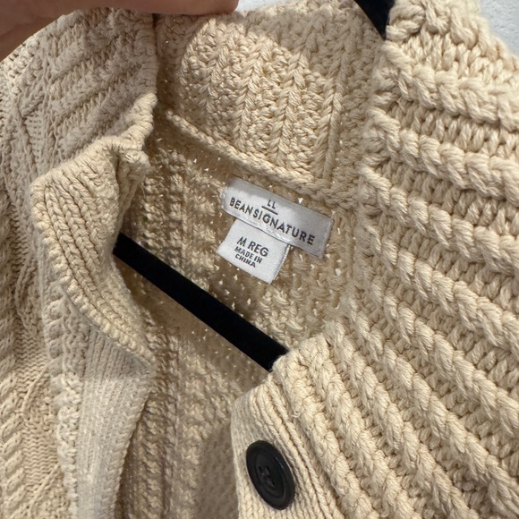 Signature L.L Bean Cotton Fisherman Sweater, Short Cardigan - Picture 4 of 5